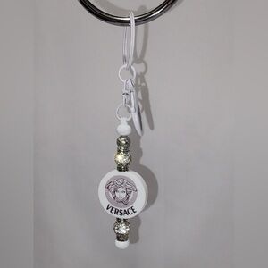 Fashion Versace White and Silver Beaded Keychain